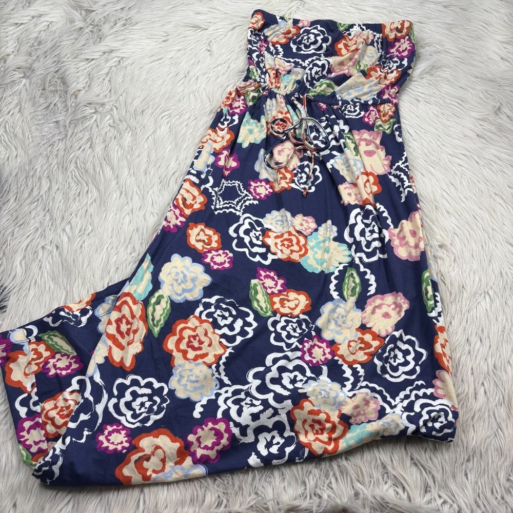 Cabi Women's M Retro Floral Strapless Empire Waist Maxi‎ Dress Resort Y2K